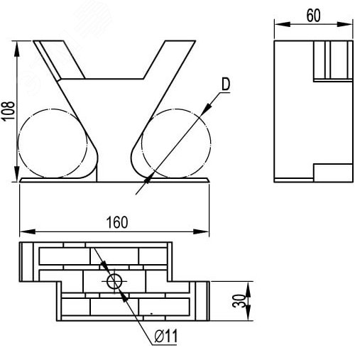 Держатель кабельный для крепления в треугольник d 30-40 мм тип 2 - фото 2