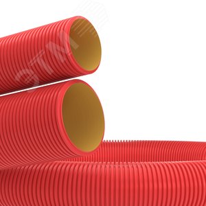 Усиленная двустенная труба ПНД гибкая для кабельной канализации д.63мм с протяжкой, SN20, 650Н, в бухте 50м, цвет красный 121563 DKC - 3