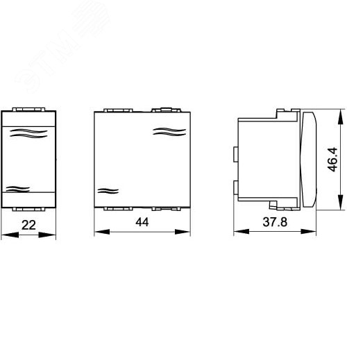 Выключатель-кнопка с подсветкой одномодульный 43х21.5 черный - фото 2