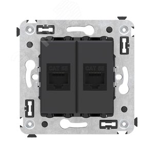 Avanti Компьютерная розетка RJ-45 без шторки в    стену кат.5е двойная Черный матовый - фото 1