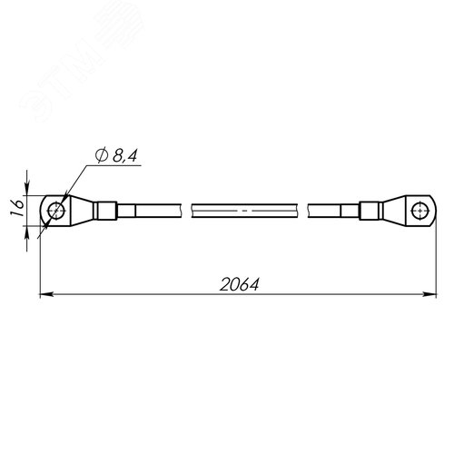 Заземляющий проводник, 2000 мм, медь 16 мм2, М8 - фото 4