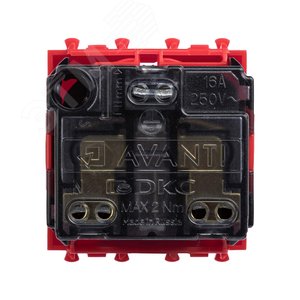 Avanti Розетка ''Красный квадрат'', 2P+E, с защитными шторками, 2 модульная 4401002 DKC - 4