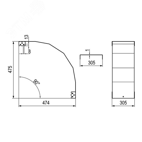 Крышка на угол вертикальный внешний 90 градусов, 100х300 R600, цинк-ламельная в комплекте с крепежными элементами и соединительнымипластинами, необходимыми для монтажа - фото 2