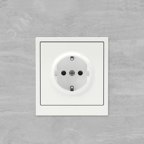 Розетка силовая, 2P+E, с заземлением без з/ш,     KANT, белая магнолия - фото 6