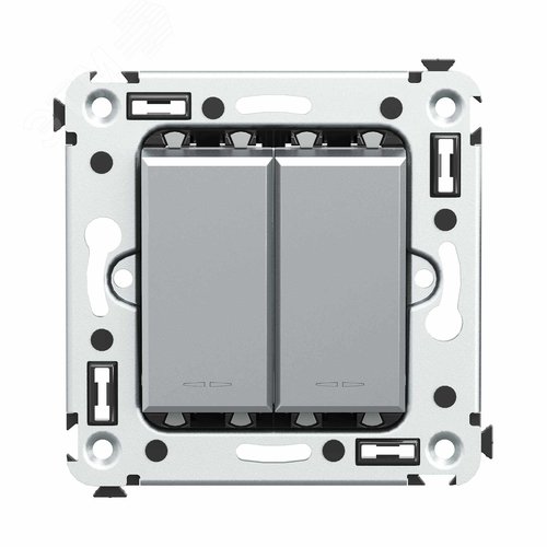 Avanti Выключатель двухклавишный в стену  Закаленная сталь - фото 1