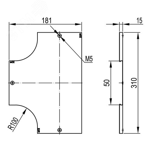 Крышка на ответвитель DPT Т-образный горизонтальный осн.50, горячеоцинкованная в комплекте с метизами и пластинами PTCE - фото 3