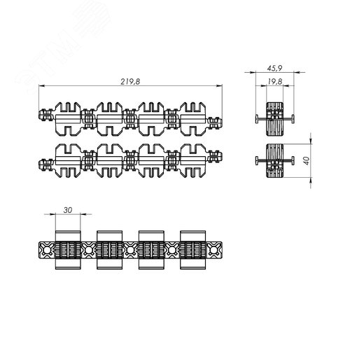 Комплект изоляторов главной шинной системы 1-2 шины на полюс, толщиной 5мм, 4Р - фото 6