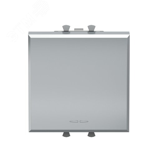 Выключатель одноклавишный модульный, Avanti, закаленная сталь, 2 модуля - фото 1