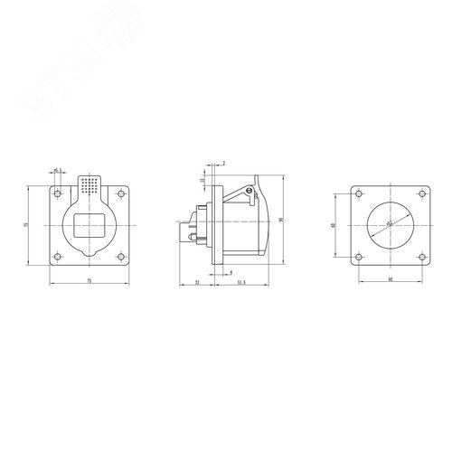 Розетка скрытой установки IP44 16A 3P+E 400V - фото 4