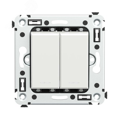 Avanti Выключатель двухклавишный в стену, Белое   облако - фото 1