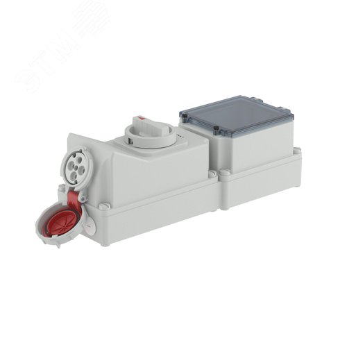 Розетка наружной установки с механической блокировкой и DIN-рейкой на 6 модулей IP67 32А 3P+E 400В - фото 1