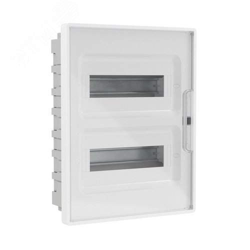 Изображение товара Щиток 24 мод встраиваемый для полых стен FRAME ЩРв-П-24, белый, с прозрачной дверцей, с 4 шинами PEN (2шт на 8 отв. и 2шт на 6 отв.) F24B3WT DKC (шт)
