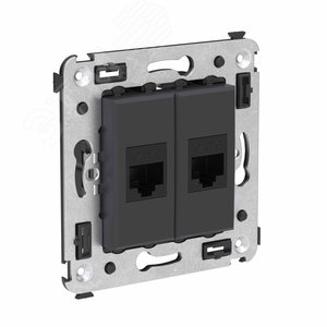Avanti Компьютерная розетка RJ-45 без шторки в стену, кат.6 двойная,  Черный матовый - фото 2