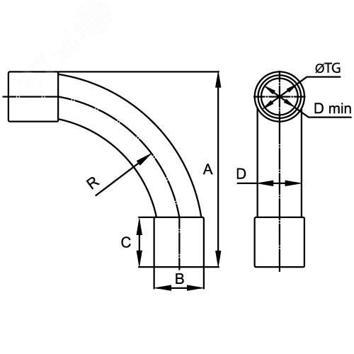 Угол Г-образный 25мм труба-труба IP40 - фото 4