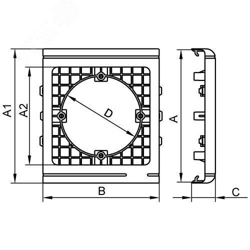 Рамка-суппорт PDA-N 120 для электроустановочныx изделий 60х60 мм In-liner - фото 3