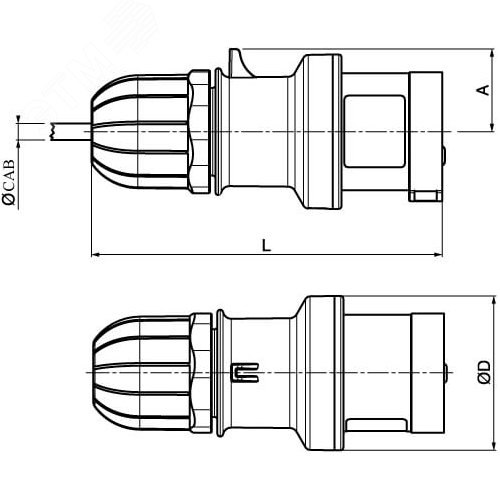 Вилка кабельная с безвинтовыми клеммами IP44 32A 3P+E 400В - фото 2