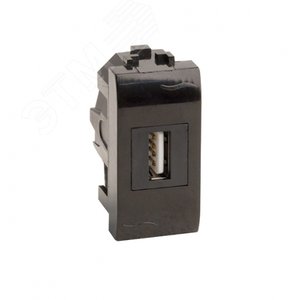 Изображение товара Розетка USB 2.0 Brava черная 1 модуль (шт)