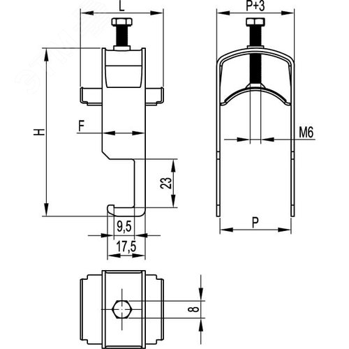 Держатель кабельный 62-68мм для крепления к лотку/профилю - фото 2