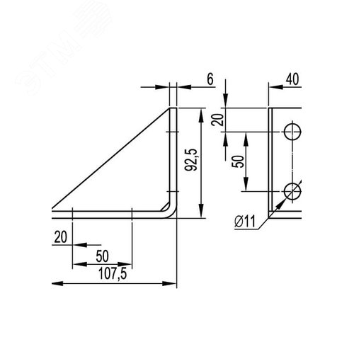 Угол крепежный двойной усиленный левый горячеоцинкованный - фото 2