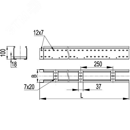 Лестничный лоток 50х100, L6000, горячий цинк - фото 2