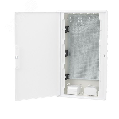 Щиток 36 мод встраиваемый слаботочный Фрейм       (FRAME), белый, с белой дверцей, с монтажной      платой, с 2 розетками (арт. 45005) и 2 коробками  (арт. 10033) - фото 3