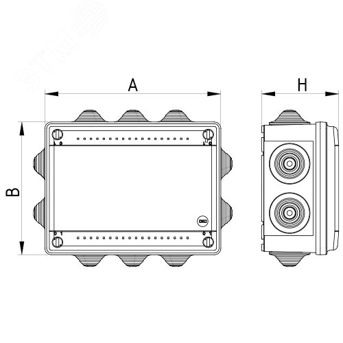 Коробка пластиковая FS с кабельными вводами иклеммниками,IP55,240х190х90мм, 12р, 450V,32A,10мм.кв - фото 2