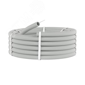 Труба гофрированная ПВХ 40 мм с протяжкой тяжелая серая (20м) - фото 2