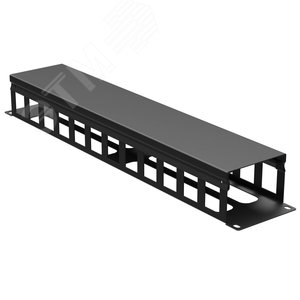 Органайзер кабельный с крышкой и отверстиями 2U, глубина 60 мм, для 19'' IT-корпусов ДКС серии STI/CQE, RAL9005 - фото 1