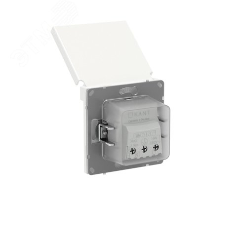 Розетка силовая, 2P+E, с з/ш, с крышкой, IP44, KANT, белая магнолия - фото 5