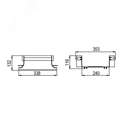 Врезной Т-отвод оптического лотка 100х240 мм - фото 2