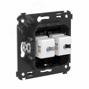 Avanti Телефонная розетка RJ-12 без шторки в стенудвойная Черный квадрат - фото 3