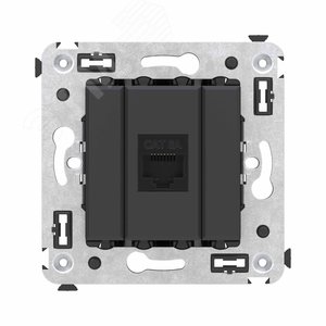 Avanti Компьютерная розетка RJ-45 без шторки в стену, кат.6А одинарная,  Черный матовый - фото 1