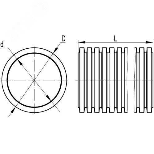 Труба двустенная ПНД гибкая для кабельной канализации д.50мм без протяжки, SN13, 500Н, в бухте 100м, цвет красный - фото 3