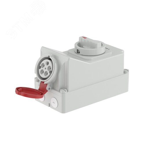 Розетка наружной установки IP44 16А 3P+E+N 400В с механической блокировкой и боковым расположением разъема - фото 1