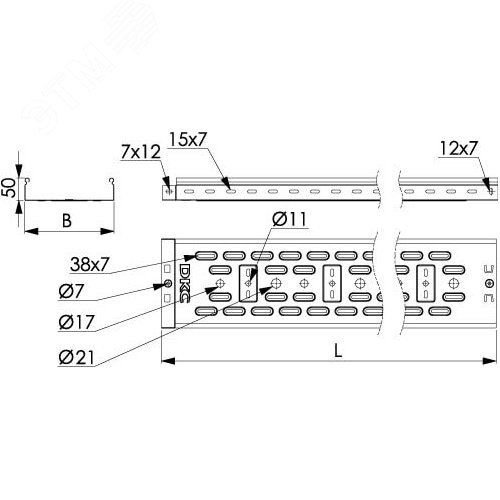 Лоток перфорированный 600х50 L=3000мм горячеоцинкованный - фото 3