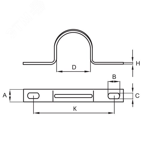 Скоба металлическая 32мм двухлапковая оцинкованная - фото 2