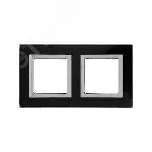 Рамка из натурального стекла, ''Avanti'', черная, 4 модуля