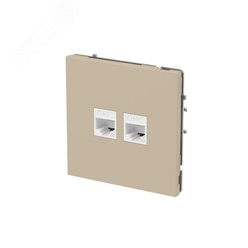 Компьютерная розетка RJ-45 без шторки, кат.6А двойная, KANT, ванильный марципан - фото 2