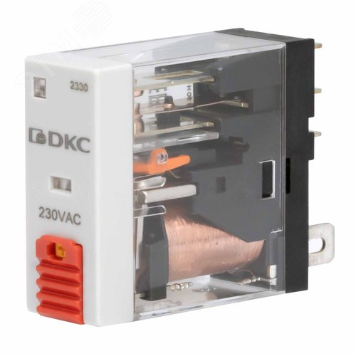 Реле миниатюрное промышленное, 1CO, коммутируемый ток 12 А, AgSnO, напряжение 230V AC, опция – тест-кнопка+светодиод - фото 3