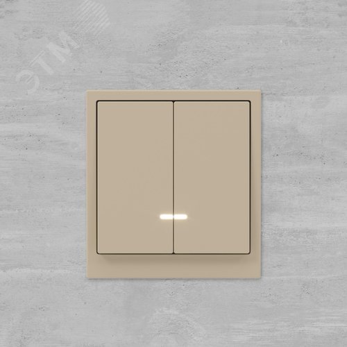 Выключатель двухклавишный с подсветкой, KANT, ванильный марципан - фото 8