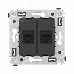 Avanti Компьютерная розетка RJ-45 без шторки в стену, кат.6А двойная,  Черный матовый - фото 1
