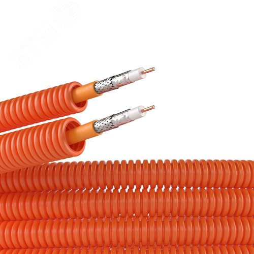 Электротруба ПНД гибкая гофрированная д.200м цвет оранжевый SAT нг(А)-HF 50м - фото 1