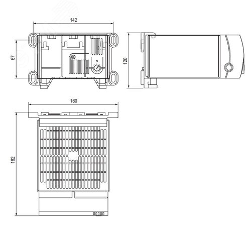 Обогреватель в пластиковом кожухе с вентилятором 1000 Вт, встроенный термостат, 230 В AC - фото 4