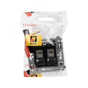Avanti Розетка RJ-45 в стену, 5e двойная экранированная, ''Черный квадрат'' - фото 5