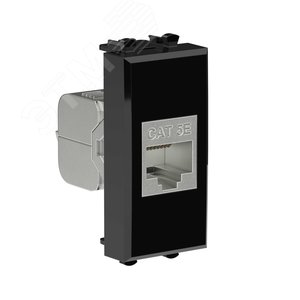 Avanti Компьютерная розетка RJ-45 без шторки      модульная, кат.5е экранированная, Черный квадрат 1модуль - фото 2