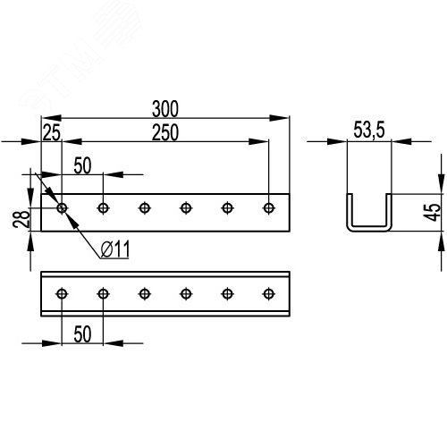 Соединитель опорной конструкции (кабельной эстакады) BTL-20 300 мм горячеоцинкованный - фото 2