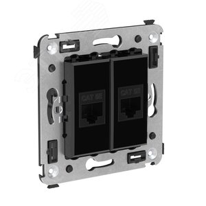 Avanti Компьютерная розетка RJ-45 без шторки в    стену, кат.5е двойная Черный квадрат - фото 2