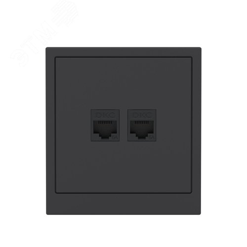 Компьютерная розетка RJ-45 без шторки, кат.6А двойная, KANT, черный уголь - фото 6
