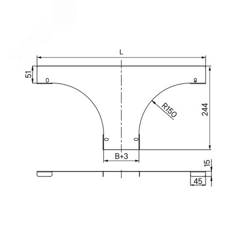 Крышка на ответвитель универсальный с основанием 400, 2,0 мм, в комплекте с крепежными элементами необходимыми для монтажа - фото 2