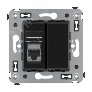 Avanti Компьютерная розетка RJ-45 в стену кат.5e  одинарная экранированная Черный квадрат - фото 2
